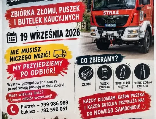 OSP Kamieniec Ząbkowicki II zbiera złom i opakowania kaucyjne na nowy wóz strażacki