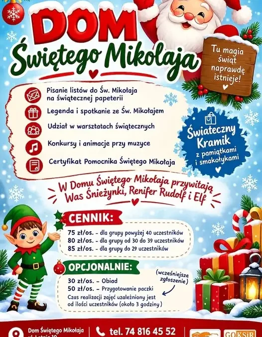 Dom Świętego Mikołaja w Srebrnej Górze zaprasza – świąteczne atrakcje już od jesieni