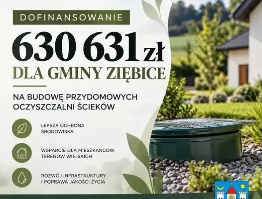 Gmina Ziębice otrzymała 630 tys. zł na 20 przydomowych oczyszczalni ścieków