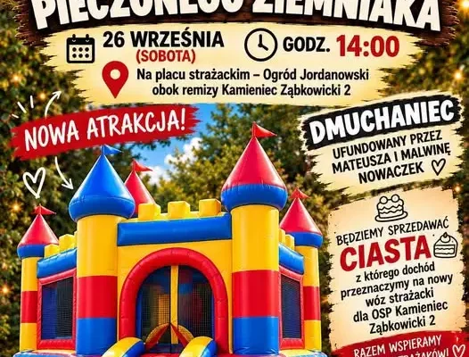 Dmuchany zamek dodatkową atrakcją Święta Pieczonego Ziemniaka w Kamieńcu Ząbkowickim