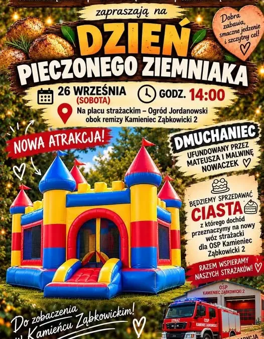 Dmuchany zamek dodatkową atrakcją Święta Pieczonego Ziemniaka w Kamieńcu Ząbkowickim