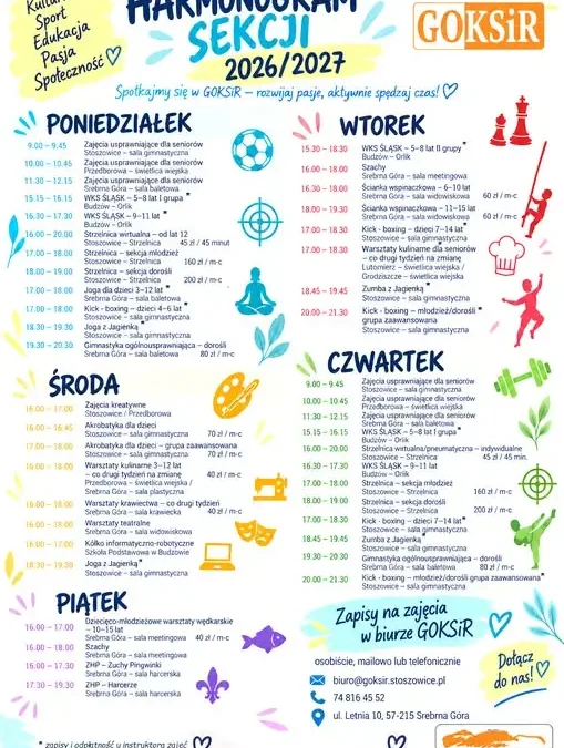 GOKSiR Stoszowice otwiera zapisy na zajęcia sezonu 2026/2027