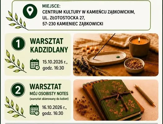 Bezpłatne warsztaty w Kamieńcu Ząbkowickim – kadzidło i osobisty notes