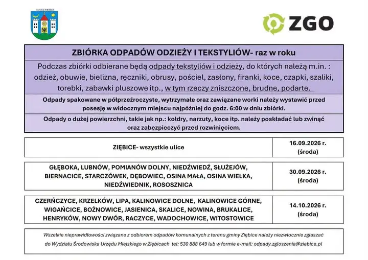 Ziębice: rusza zbiórka tekstyliów i odzieży. Sprawdź harmonogram