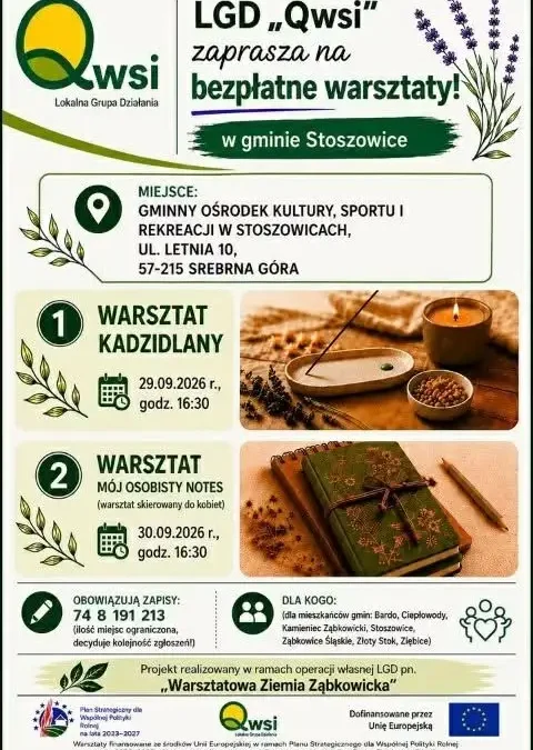 Bezpłatne warsztaty kadzidlane i kreatywne w Stoszowicach – zapisy trwają