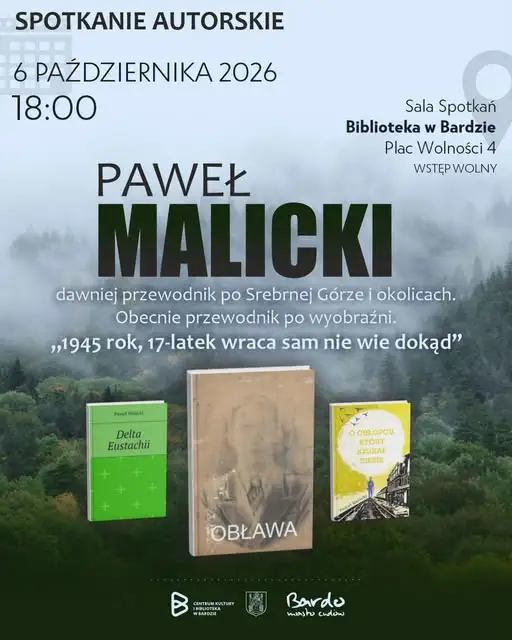 Paweł Malicki – spotkanie autorskie w Bardzie już 6 października