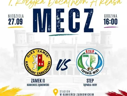 Zamek II Kamieniec Ząbkowicki zagra z S.T.E.P. Tąpadła-Wiry w 7. kolejce A klasy