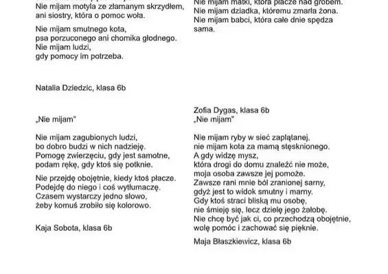 Szóstoklasiści ze Złotego Stoku napisali własne wiersze o empatii