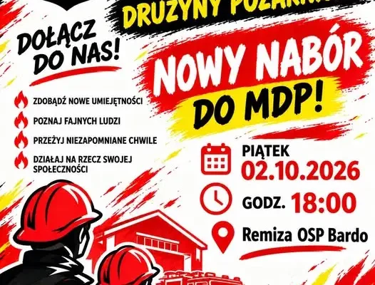 Zbiórka Młodzieżowej Drużyny Pożarniczej w Bardo – dołącz do strażackiej rodziny!