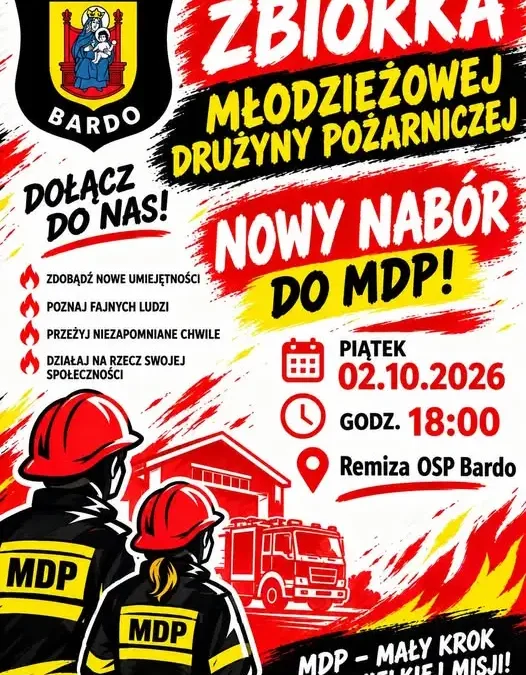 Zbiórka Młodzieżowej Drużyny Pożarniczej w Bardo – dołącz do strażackiej rodziny!