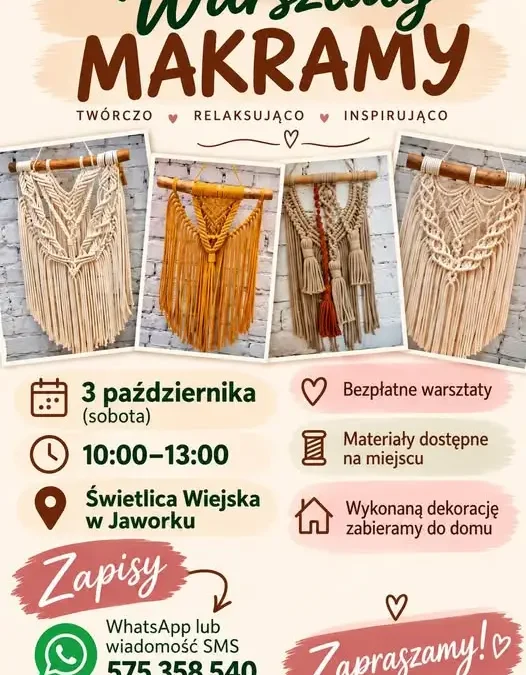 Warsztaty makramy w Jaworku – 3 października