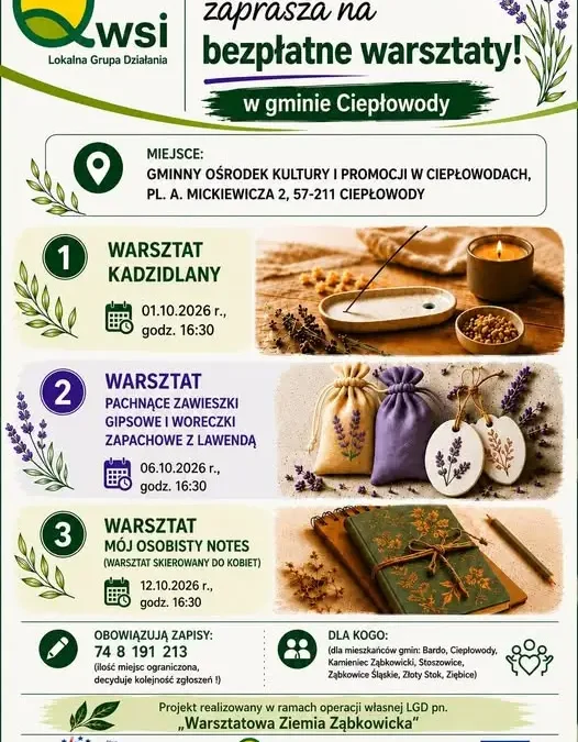 Bezpłatne warsztaty w Ciepłowodach – kadzidła, zawieszki i notesy
