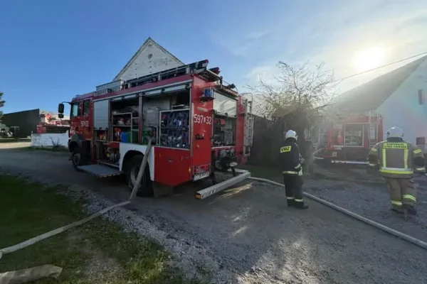 Pożar zabudowań w Różanej. Sześć jednostek straży w akcji
