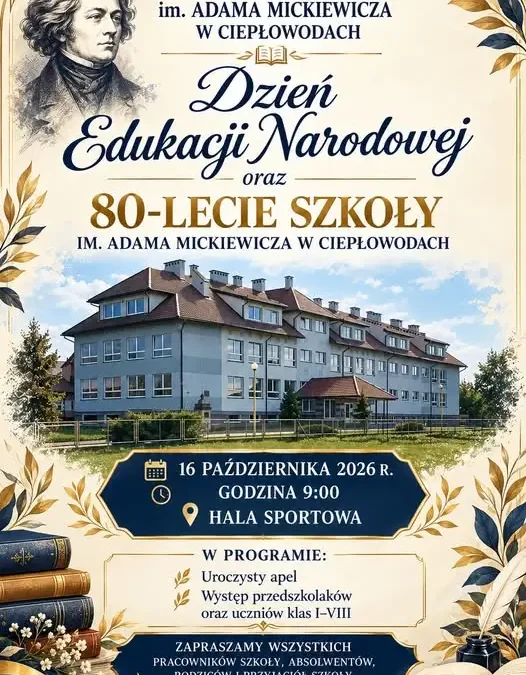 80-lecie Szkoły Podstawowej im. Adama Mickiewicza w Ciepłowodach – zaproszenie na uroczystość