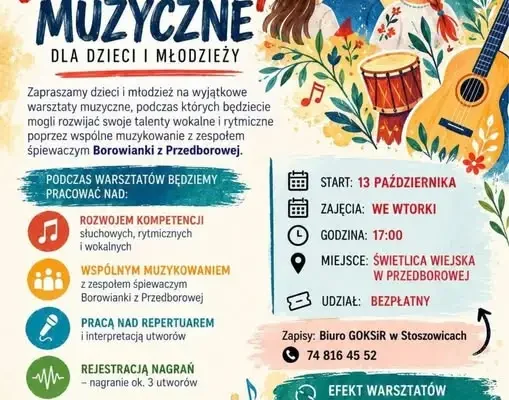 Warsztaty muzyczne w Stoszowicach – rozwijaj pasję i wystąp na przeglądzie patriotycznym