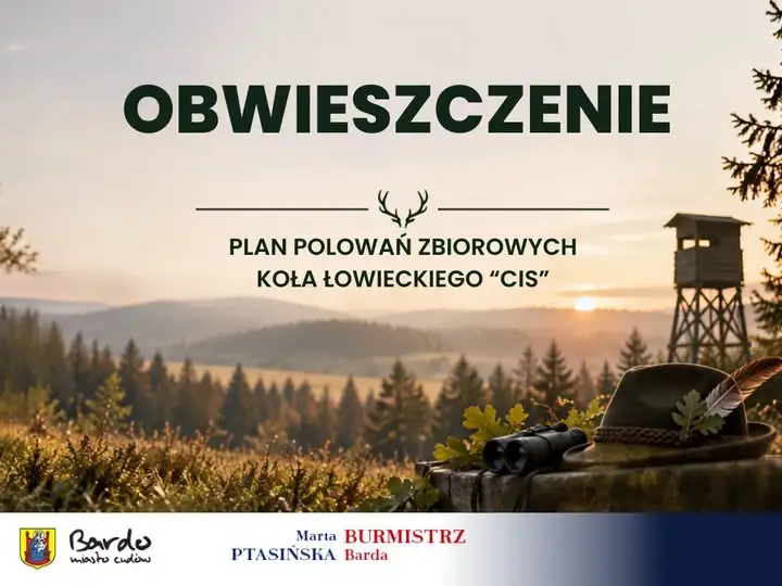Polowania zbiorowe Koła Łowieckiego „CIS” w gminie Bardo – obwieszczenie Burmistrza