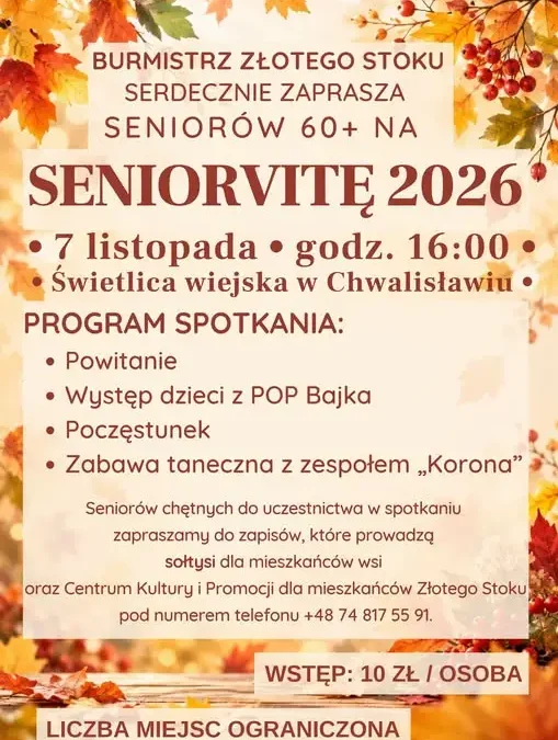 Seniorvita 2026 w Złotym Stoku – zaproszenie dla seniorów na wyjątkowe spotkanie