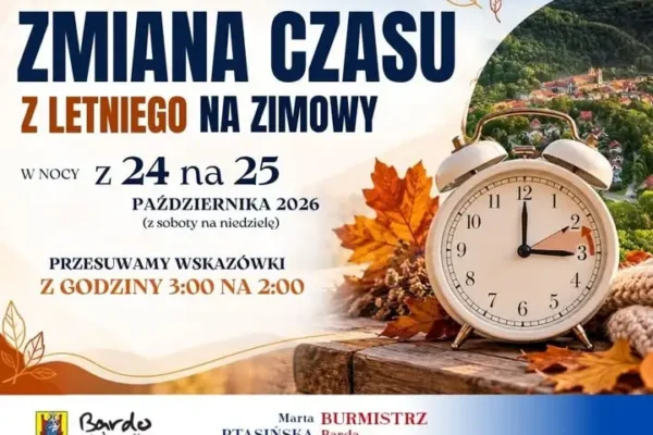 Zmiana czasu na zimowy w gminie Bardo – cofamy zegarki w nocy z 24 na 25 października