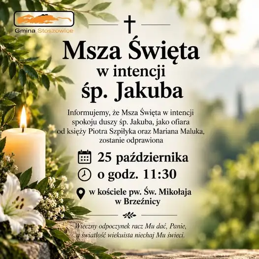 Msza św. w intencji śp. Jakuba Urbasia w Brzeźnicy – 25 października