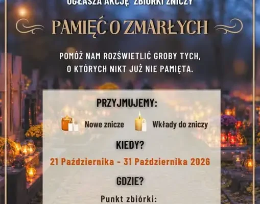 Zbiórka zniczy na opuszczone groby ziębickiego cmentarza