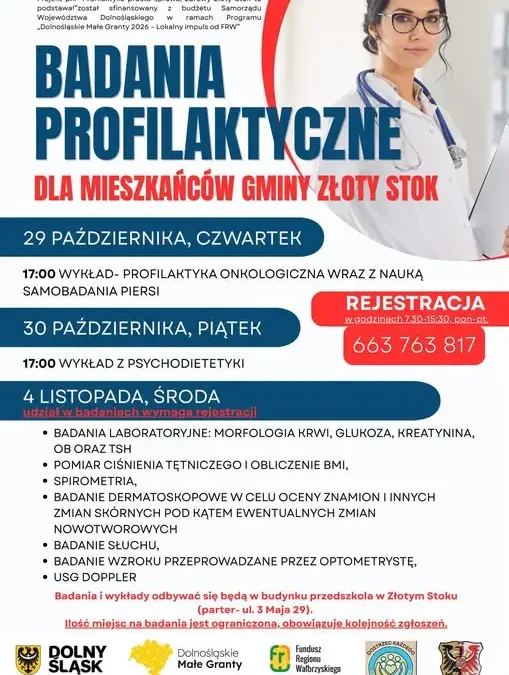 Złoty Stok stawia na zdrowie – Dni Profilaktyki Zdrowotnej z bezpłatnymi badaniami