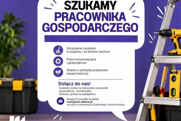 Ziębickie Centrum Kultury szuka pracownika gospodarczego – konserwatora