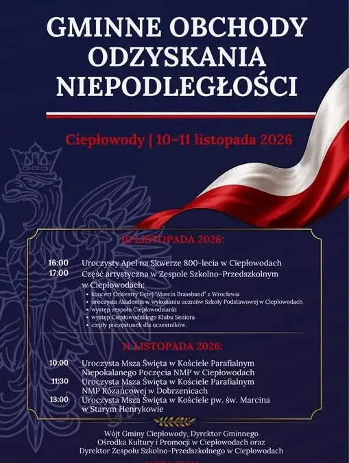 Ciepłowody świętują 108. rocznicę odzyskania niepodległości – program obchodów