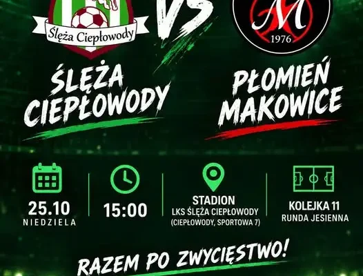 Ślęża Ciepłowody podejmie Płomień Makowice na własnym stadionie
