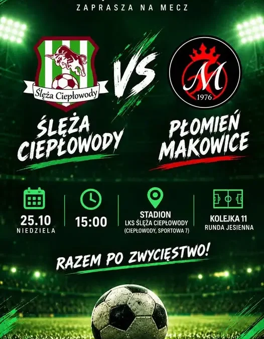 Ślęża Ciepłowody podejmie Płomień Makowice na własnym stadionie