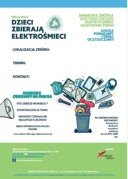 Szkoła w Złotym Stoku zbiera elektrośmieci – akcja „Dzieci zbierają elektrośmieci” 25 listopada
