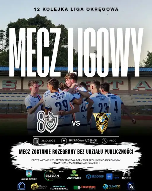 Mecz MKS Ziębice z Górnikiem Wałbrzych bez kibiców – decyzja komisji