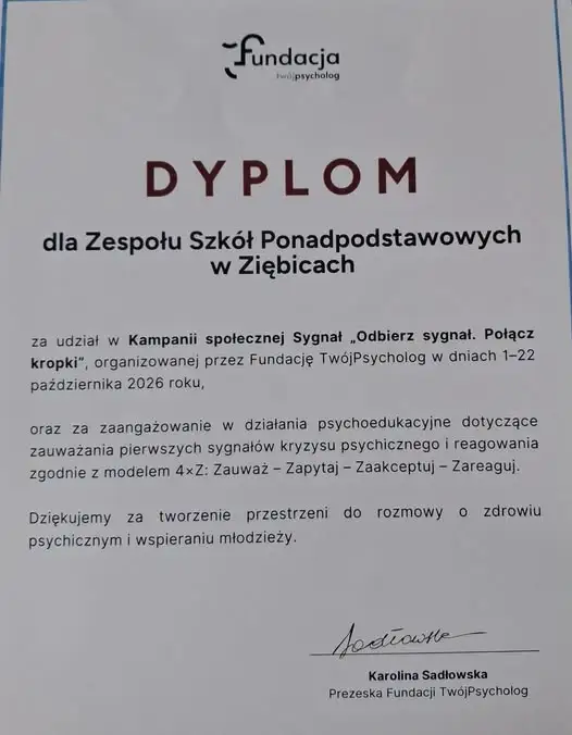 Ziębice: szkoła nagrodzona za kampanię o zdrowiu psychicznym młodzieży
